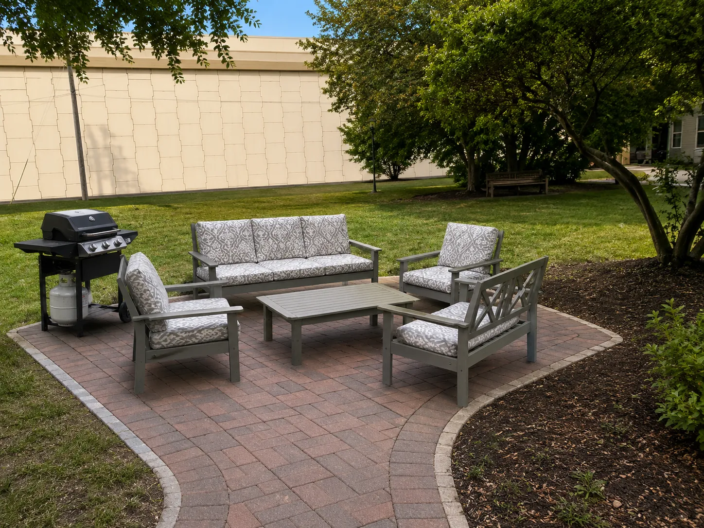 Outdoor patio seating area at an MBS Recovery home